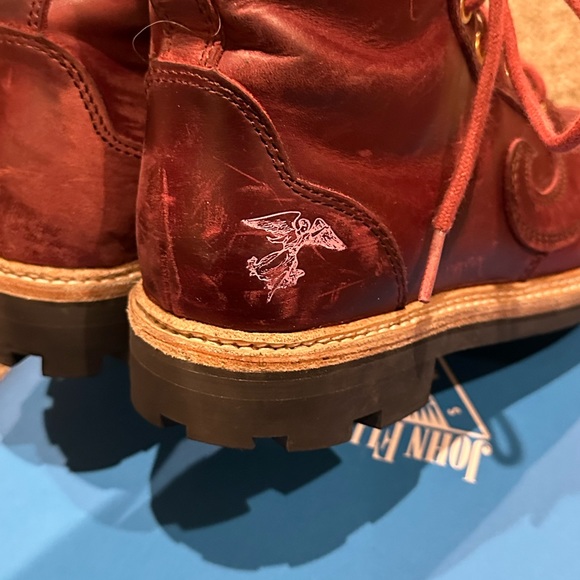 john Fluevog 7th Heaven 6 eyelet derby swirl boots burgundy size 7.5! - Picture 6 of 14